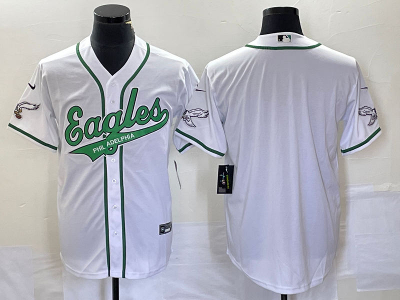 Philadelphia Eagles Blank White Cool Base Stitched Baseball Jersey